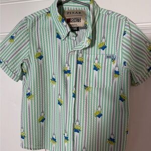 RSVLTS Pixar Green and White Striped Shirt